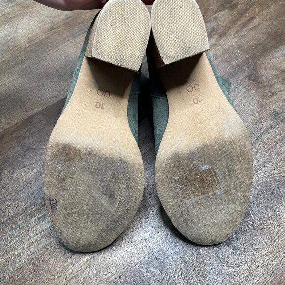 Urban Outfitters Green Suede‎ Ankle Boots Size 10 Block Heel - Picture 9 of 9